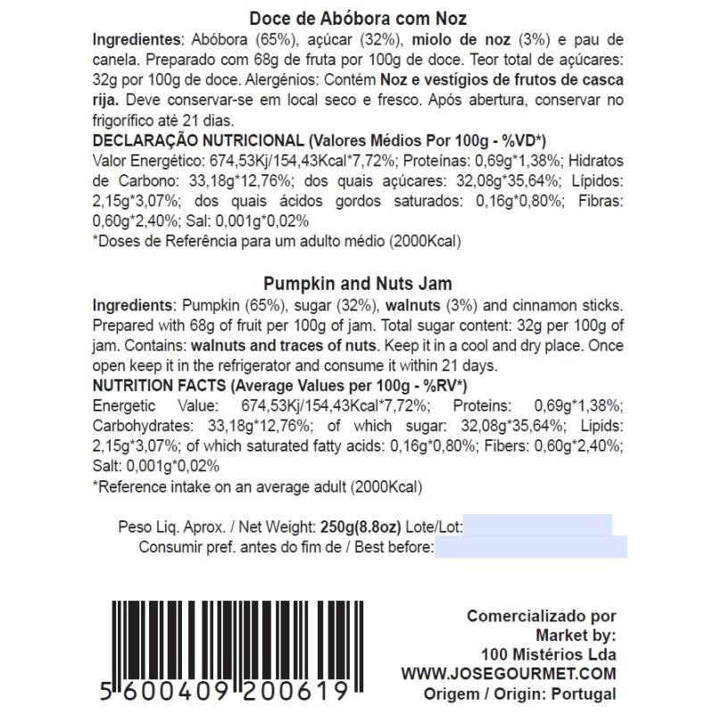 Jose Gourmet I CONFITURE DE CITROUILLE ET NOIX