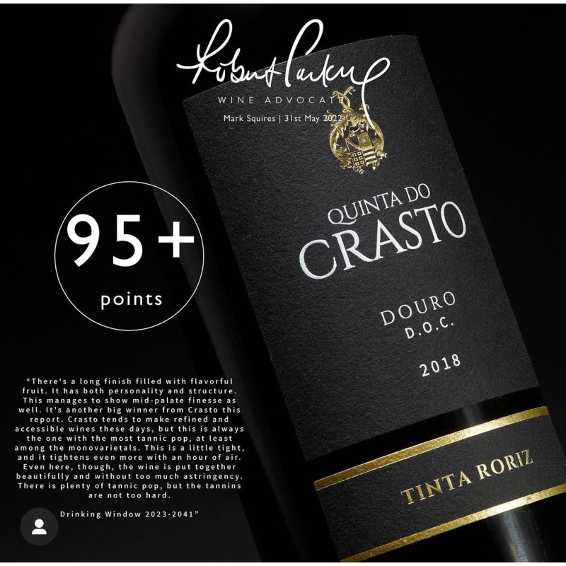 Le Quai Gourmet propose en ligne en Suisse le vins portugais Quinta do Crasto Tinta Roriz 2018 Douro DOC 14.5° 75cl